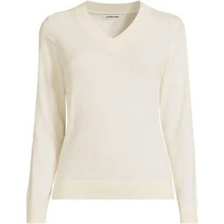 Pullover aus Baumwolle/Seidenmix für Damen, Damen, size: regular, Elfenbein, Baumwolle/Seide/Nylon, by Lands' End
