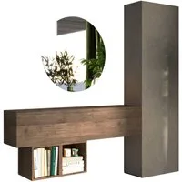 Home affaire Garderoben-Set Infinity, 4tlg. Breite 192 cm, Höhe 186 cm, moderne Garderobe, (Spar-Set, 4-St), (Hochschrank, Hängeschrank, Würfelregal 2er Set, Spiegel) Diele, Flur