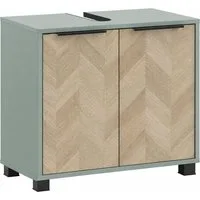 Schildmeyer Waschbeckenunterschrank PIAZZA, 2 Türen, Breite 65,1 cm, MADE IN GERMANY (1-St) Türen im Fischgräten-Dekor, MADE IN GERMANY