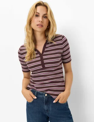 Brax Damen Polo Style CLEO S blackberry violet, dunkles lila, Gr. 40