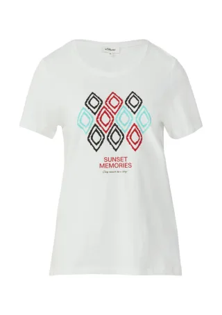 s.Oliver Red Label - Jersey-T-Shirt mit Frontprint weiß - Gr. - 36