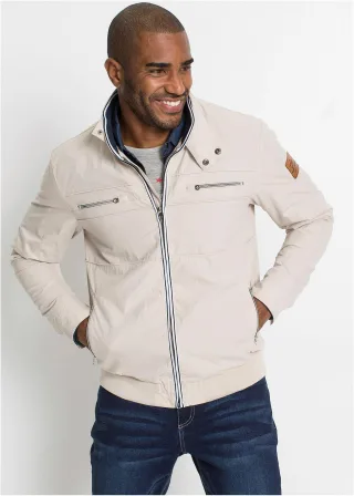 bonprix Übergangsjacke in Blousonform mit Stehkragen, grau, Gr.56, Sportive Übergangsjacke in Blousonform mit Stehkragen, 65% Baumwolle