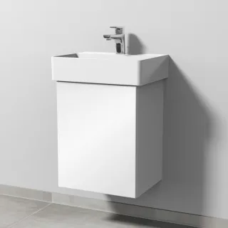 Sanipa 3way Waschtischunterbau zu Duravit Dura Square Waschtisch mit 1 Tür, Weiß-Glanz SF42478