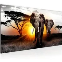 Runa Art XXL-Wandbild Elefant Bild Afrika Sonnenuntergang Savanne Wandbild, Elefant