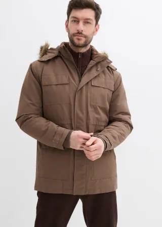 bonprix Wattierter Parka, braun, Gr.60/62 (XXL), warm wattierter Long-Parka mit vielen Taschen