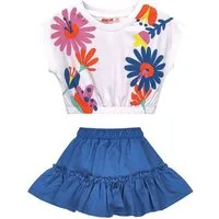 Denokids Shirt & Rock Crop Top & Skirt Floral Mädchen (1-tlg) Kinder Outfit, T-Shirt, Rock, Zweiteiler, Sommerrock