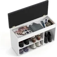 KOMTO Schuhbank Schuhregal Bank mit Stauraum Sitzfläche Schuhschrank mit Sitzbank Flur, Sofia 80 x 48 x 32 cm