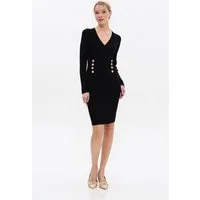 Passioni Midikleid mit Knöpfen mit V-Ausschnitt