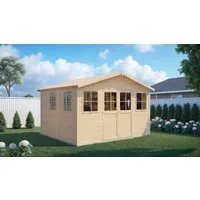 BERTILO Gartenhaus Workshop Smith naturbelassen, BxT: 364x335 cm, Großes Gartenhaus aus exakt vorgefertigten Elementen