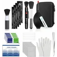 pixly Linsenreiniger Kamera-Reinigungsset 16-teilig Sensor- & Objektiv-Reinigung, mit Blasebalg, Linsenstift, Mikrofasertüchern & APS-C/Vollformat Swabs