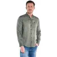 Engbers Langarmhemd Herren Leinenhemd mit gewaschener Optik, Khaki