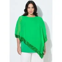 Ulla Popken Druckbluse Bluse Chiffon-Überwurf U-Boot-Ausschnitt 3/4-Arm
