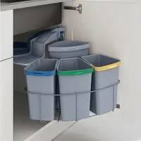 en.casa Einbaumülleimer, »Kollby« schwenkbar mit Deckel Grau 3 x 6L+1 x 12L