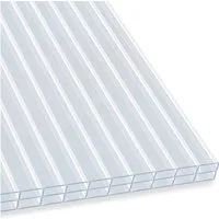 Floordirekt Doppelstegplatte aus Polycarbonat 60,5 x 121 cm, 4/6/10/16 mm, bis 85% Lichtdurchlässig, 16 mm, (1-St), wetterfeste Hohlkammerstegplatten, UV-beständig, ideal für Gewächshaus