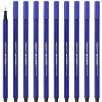 WESTCOTT Fineliner blau 10 Stück, Premium Fineliner mit 0,4mm Strichstärke, (Vorteilspack, 10-tlg), Präzise Strichführung, metalleingefasste Spitze, schnelltrocknend