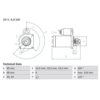 Bosch Anlasser 4,0 kW Mercedes Vario 0986017240