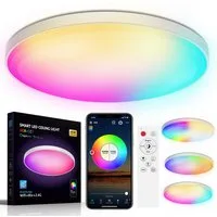 Rosnek LED Deckenleuchte 48/30W, RGB+CCT, WiFi, Unterputzmontage, für Schlafzimmer Wohnzimmer, 48W, LEDs, RGB+CCT, Intelligente Deckenleuchte