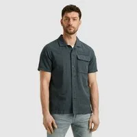 PME LEGEND Kurzarmhemd Short Sleeve Shirt Ctn linen mit Leinenstruktur