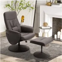 HOMCOM Relaxsessel Fernsehsessel mit Liegefunktion, TV Sessel, Kunstleder (höhenverstellbar, 2-St., neigbare Rückenlehne), Braun