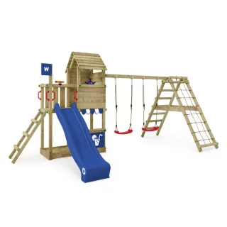 Spielturm Smart Port mit Schaukel & Rutsche - Großes Klettergerüst für Kinder im Garten - Holzkletterturm mit Sandkasten Abenteuer Spielset Wickey