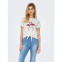 ONLY Kurzarmshirt ONLDORA S/S KNOT FOLD-UP TOP JRS Baumwolle, regular fit, Rundhals
