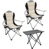 Spetebo Sitzgruppe Camping Sitzgruppe 3-teilig mit Aluminium Klapptisch, (Anzahl, 1-tlg., Stück), mit Tragetasche