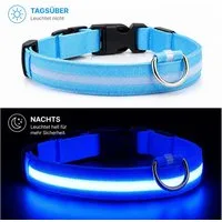 FroShop Hundehalsbandleuchte LED Hundehalsband USB aufladbar (S/M/L/XL) Leuchthalsband Nylon, LED fest integriert, verschiedene Farben, Akku Halsband reflektierend verstellbar Blinkhalsband für Hunde