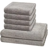 Cawö Handtuch Set Pure, Walkfrottee (Spar-Set, 6-St), 4 X Handtuch 2 X Duschtuch im Set - Baumwolle - Saugstark