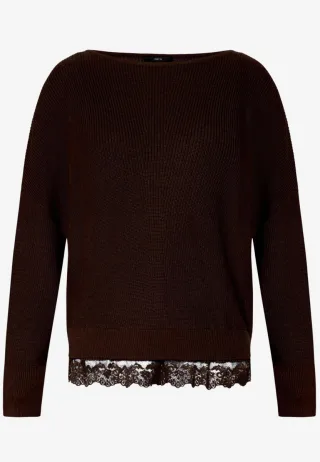 zero - Strickpullover im Lagenlook braun - Gr. - 34
