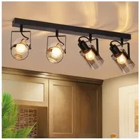 ZMH Deckenstrahler 2/3/4 Flammig Rauchgrau Glas E14 Deckenleuchte für Schlafzimmer, Austauschbare Lichtquelle, ohne Leuchtmittel