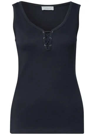 Street One - Top mit Schnürdetail blau - Gr. - 36