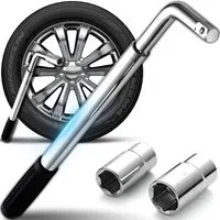 AFKSMILE Radmutternschlüssel Radmutternschlüssel ausziehbar 36-50 cm, Universal-Reifenspanner, 17 mm, 19 mm, 21 mm, 23 mm Steckschlüssel