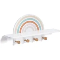 Zeller Present Wandgarderobe Zeller Kinder Wandgarderobe Rainbow mit 4 Haken und Ablage MDF Kiefer
