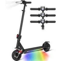 Vankel Elektro-Kinderroller ab 10 Jahre, E scooter für Kinder, klappbar, 15km, höhenverstellbar, EBS+Fußbremse, LED-Display, farbiger Beleuchtung, mit Haken, Federung