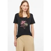 s.Oliver Kurzarmshirt T-Shirt T-Shirt mit Print und Schmuckdetails