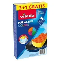 Vileda Reinigungsbürsten-Set 169492, Spülschwamm Pur Active Colors Scheuerschwamm 4er Set
