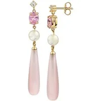 Firetti Paar Ohrstecker Schmuck Geschenk Silber 925 Ohrschmuck Ohrringe Tropfen, mit Zirkonia (synth), Mondstein, Rosenquarz