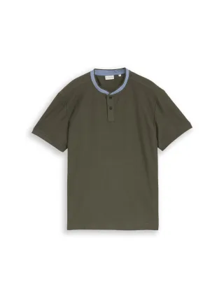 Tom Tailor - Poloshirt mit Stehkragen deep leaf green - Gr. - XXXL