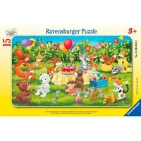 Ravensburger Rahmenpuzzle Tierische Geburtstagsfeier, 15 Puzzleteile, Made in Europe