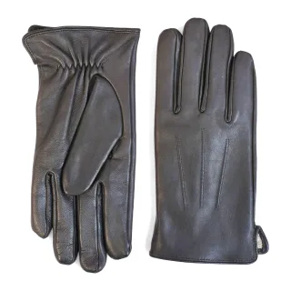 Braune Herrenhandschuhe aus italienischem Leder mit warmem Wollfutter, ideal für Winter, Reiten und Autofahren.
