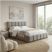 IDIMEX Polsterbett EMILIA, Bett 180x200 cm mit Lattenrost und gepolsterter Steppung Webstoff Grau