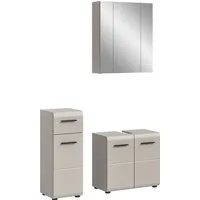 welltime Badmöbel-Set FLORENZ, 3-teilige Badkombination, hochwertige MDF-Front, (Set, 3-St., best. aus: 1 Unterschrank, 1 Waschbeckenunterschrank, 1 Spiegelschrank), Bad-Kombination, Bad-Möbel, Badezimmer, Kombination, Kombi