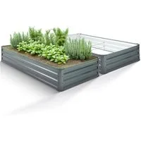 Arebos Hochbeet Metall 2x 180x90x30cm Gartenbeet Pflanzbeet rostfrei Gemüsebeet (Max. Belastbarkeit: 500 kg, 2er), Witterungs- & UV-beständig