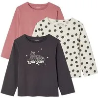 vertbaudet Langarmshirt Mädchen Shirts mit Print BASIC 3er-Pack