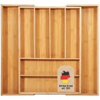 Intirilife Besteckkasten (1 St), Schubladen Besteckkasten Organizer aus Bambus 8 Fächer ausziehbar
