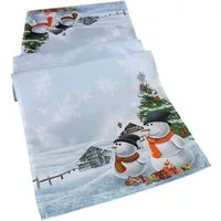 texpot Tischdecke Tischläufer Druckmotiv Schneemänner Winter Weihnachtstischdecke (1-tlg)