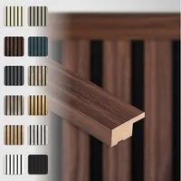Hexim Wanddekoobjekt APA13 (Abschlussleiste 275x2,7cm passend für unsere Akustikpaneele - flexible Lamellenwand Holz MDF Wandpanelee Lamellenverkleidung Wandverkleidung (1 Abschlussleiste Catania Oak - APA13)