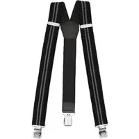Fabio Farini Hosenträger 4cm Breites Y-Design verstellbar mit extra starken Clipverschluss, Schwarz (Graue Streifen)