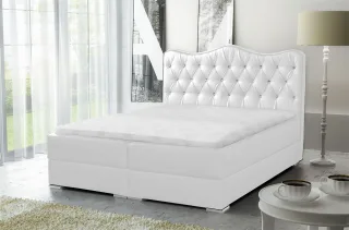 Boxspringbett Schlafzimmerbett SULTAN Kunstleder Weiss 120x200cm