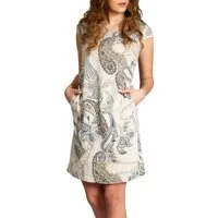 Caspar Sommerkleid SKL022 Damen Sommer Leinenkleid mit Paisley Print bis Größe 50 Luftig leicht, figurumspielende Form, mit seitlichem Jersey-Einsatz